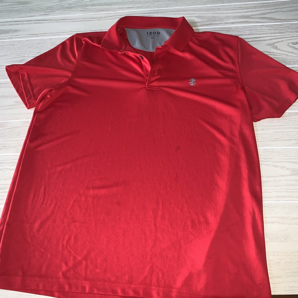 Izod‎ Polo Shirt Mens Large Red Basic Classic Staple Golfing Golfer